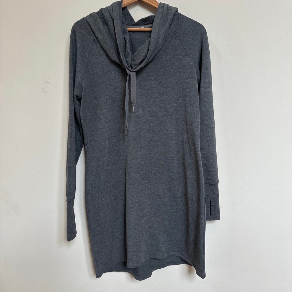 Athleta Gray Cowl Neck Athleisure Cozy Classic Sweatshirt Dress Size Medium